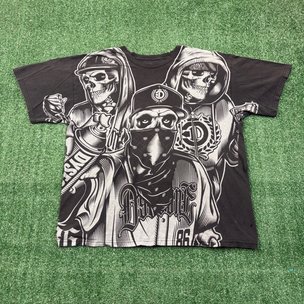 Y2K Dyse One T-shirt Skulls Streetwear Chicano Graphic Tee XL